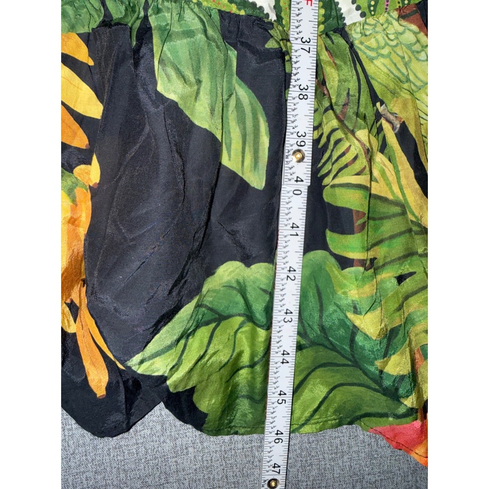 Farm Rio XL Maxi Mixed Prints Dress Yellow Tropical Fruit Beaded Fringe Straps - Picture 13 of 14